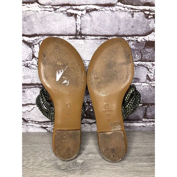 Via Spiga Metallic Green Leather Braided Flats Sandals Women’s Sz 8.5M US/39EU - Picture 9 of 16